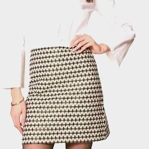 LOFT ANN TAYLOR PETITES Cream Gold Metallic Diamond Mini Skirt Size 6P NWOT